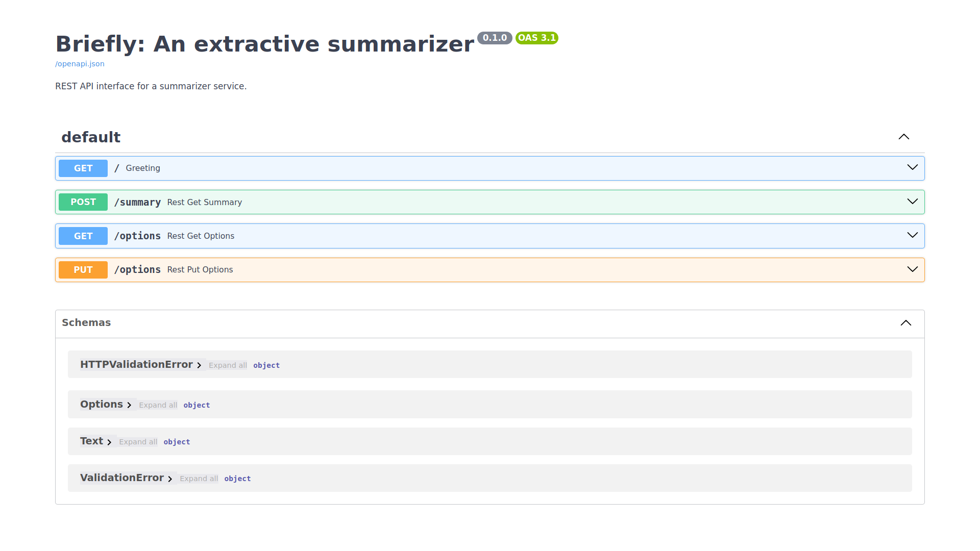 REST API interface